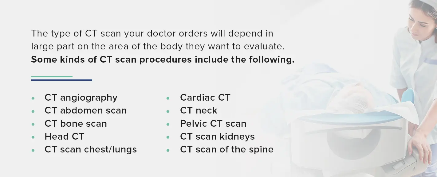 What are the different types of CT scan?