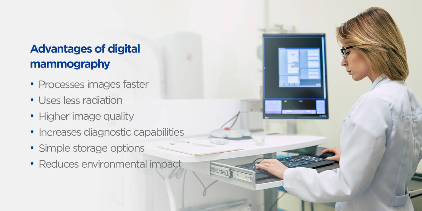 What are the advantages of digital mammography?